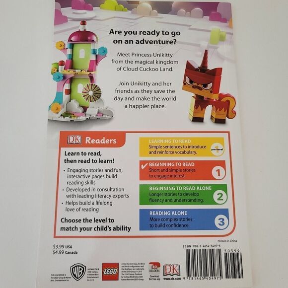 𝅺Lego Movie Book Meet Unikitty Level 1 Reader #0296 - Picture 3 of 4